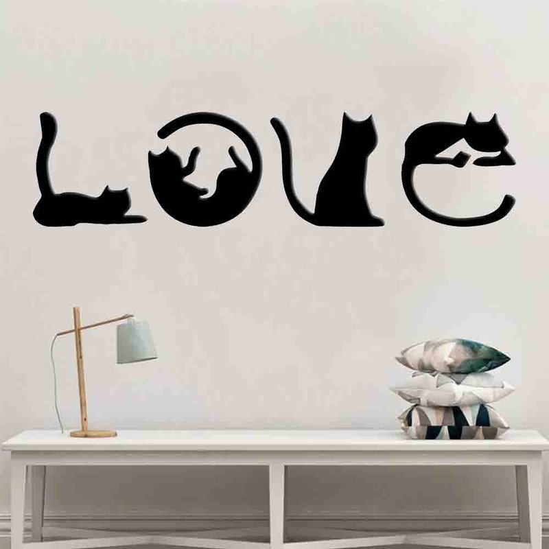 Quadro Decorativo Gato Love Vazado – MDF 3mm:PRETO - 2