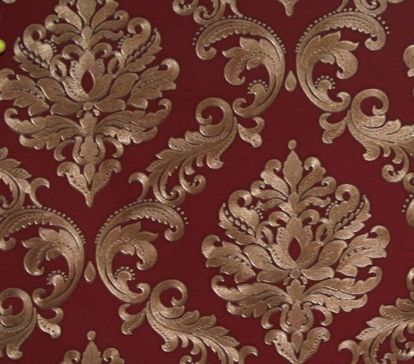 Papel de Parede Grace vinilico Vermelho Bronze Arabesco Hall - 1