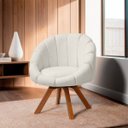 Ver imagem 7 de Poltrona Decorativa Orgânica Flora Base Giratória Bouclê - Sofa Store:bouclê Bege Marfim
