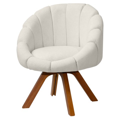 Poltrona Decorativa Orgânica Flora Base Giratória Bouclê - Sofa Store:bouclê Bege Marfim