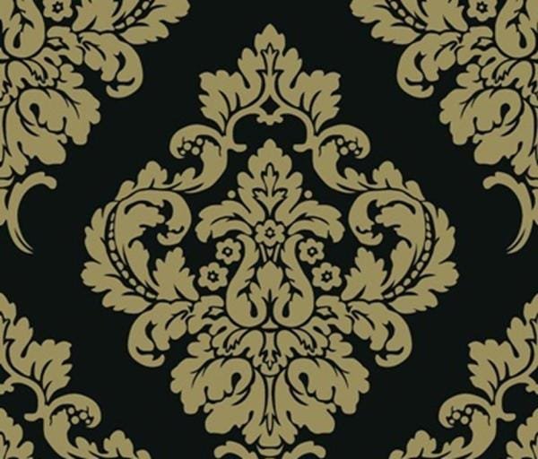 Papel de Parede My Place Importado Arabesco Preto com Dourado - 1