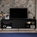 Ver imagem 2 de Rack para Tv até 55 Polegadas Luiza Diamantina 1 Porta 2 Prateleiras Preto Fosco - Panorama Móveis