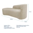 Ver imagem 3 de Recamier Curvo Orgânico 140cm 2 Lugares Lado Esquerdo para Sala de Estar Linho Paris
