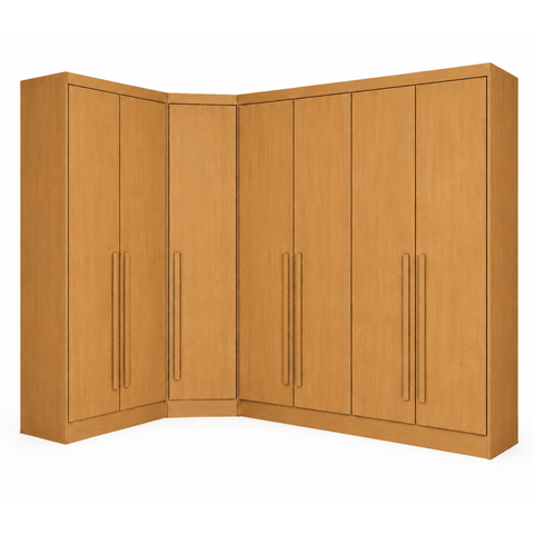 Guarda-Roupa Modulado de Canto Oblíquo 7 Portas 6 Gavetas 100% MDF Cairo