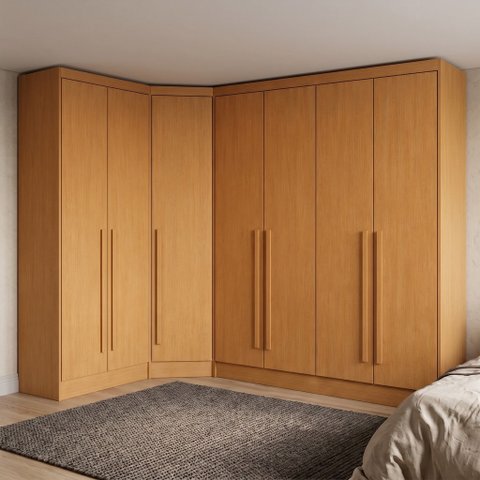Guarda-Roupa Modulado de Canto Oblíquo 7 Portas 6 Gavetas 100% MDF Cairo