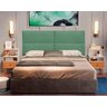 Cabeceira Casal com 4 Detalhes Suspensa Moderna - 140 Cm - Verde Menta Suede - 1