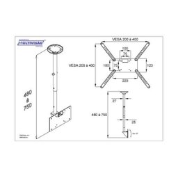 Sky 30 Suporte de Teto para Tv Lcd/led de 19" a 56" (ajuste de Altura de 480 a 750mm) - Preto - Bran - 4