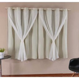 Cortina Blackout Corta Luz 2 Metros x 1,60 Metros Alt Tecido PVC com Voil - Palha - 1