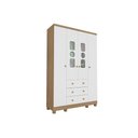 Ver imagem 1 de Guarda Roupa 4 Portas C/ (2 Cristal) e 3 Gavetas Tedy Branco/carvalho - Peroba