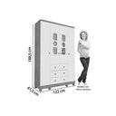 Ver imagem 5 de Guarda Roupa 4 Portas C/ (2 Cristal) e 3 Gavetas Tedy Branco/carvalho - Peroba