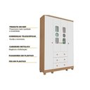 Ver imagem 2 de Guarda Roupa 4 Portas C/ (2 Cristal) e 3 Gavetas Tedy Branco/carvalho - Peroba