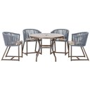 Ver imagem 1 de Mesa com 4 Cadeiras de Jantar Roma 100cm e Noronha em Aluminío Marrom Corda Nautica Estofado 6 Trama
