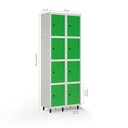 Ver imagem 2 de Armário Roupeiro Locker Guarda-Volume de Aço 8 Portas Pequenas com Fecho para Cadeado Vestiário Academia Verde/Cinza