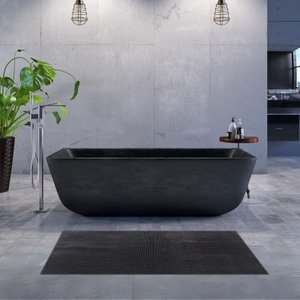 Tapete para Box Banheiro Ducha Grid 5mm 60x40 Antiderrapante Desenho do Tecidido:vazado; Cor:preto