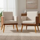 Ver imagem 1 de Kit 2 Poltronas Decorativas Lis para Sala Linho Corino