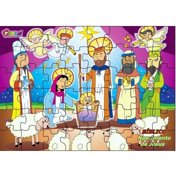 Quebra Cabeça Biblico Nascimento De Jesus Em Mdf 48 Peças