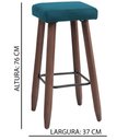 Ver imagem 3 de Banqueta Alta Kiara Estofada em Suede com Pés em Madeira - Azul Turquesa
