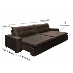 Sofá Retrátil e Reclinável Oklahoma 3,02M com Molas Tecido Suede - 2