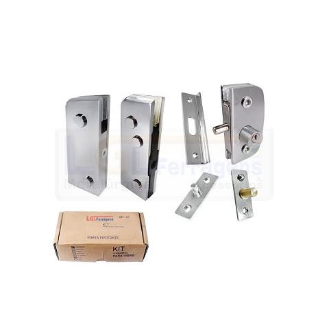 Kit metal para instalação de porta pivotante de bater - kit 1 cromado