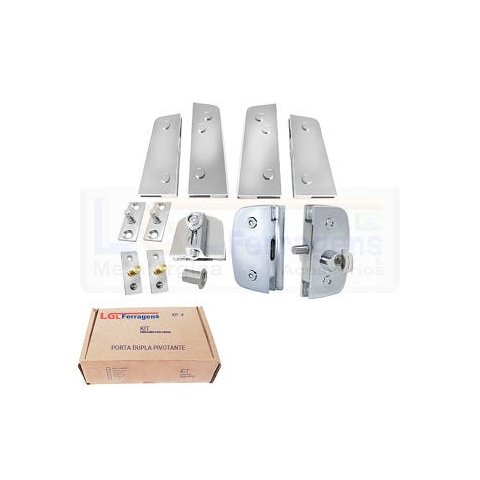 Kit para instalação de porta pivotante dupla - kit 8 metal cromado