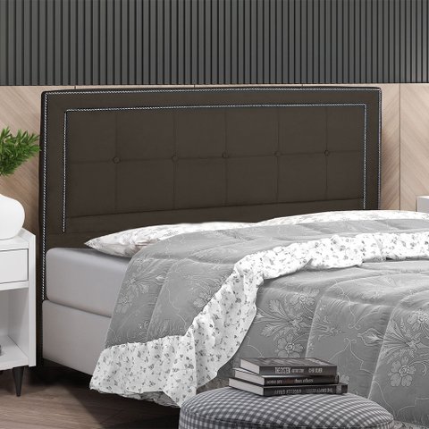 Cabeceira Cama Box Casal Grecia 140 Cm Suede Marrom - MV Estofados Shop