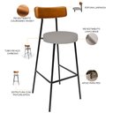 Ver imagem 4 de Kit 02 Banquetas Alta Cozinha Sala Jantar Aço Milão L02 Couríssimo Whisky Linho Bege - Lyam Decor