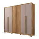 Ver imagem 1 de Guarda-roupa Casal New Comodus 6 Portas 6 Gavetas Ripado Buriti/fendi - Caemmun