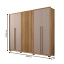 Ver imagem 4 de Guarda-roupa Casal New Comodus 6 Portas 6 Gavetas Ripado Buriti/fendi - Caemmun