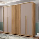 Ver imagem 3 de Guarda-roupa Casal New Comodus 6 Portas 6 Gavetas Ripado Buriti/fendi - Caemmun