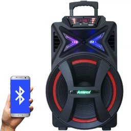 Caixa Som Amplificada Portátil Bluetooth 500W Rms Mp3 Fm USB SD Aux LED Bateria Amvox Aca 501 New - 1