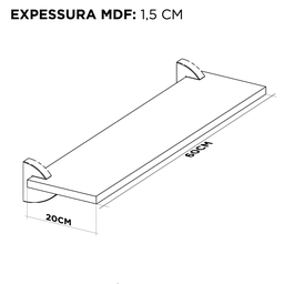 Design e Função: Kit 3 Prateleiras Mdf 20 X 60 com Suporte Bico 3d para Quarto/cozinha/escritório - 4