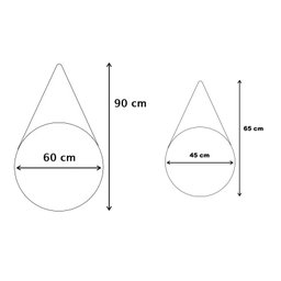 Kit 2 Espelhos Adnet Redondo 45cm e 60cm Preto + Suporte - 7