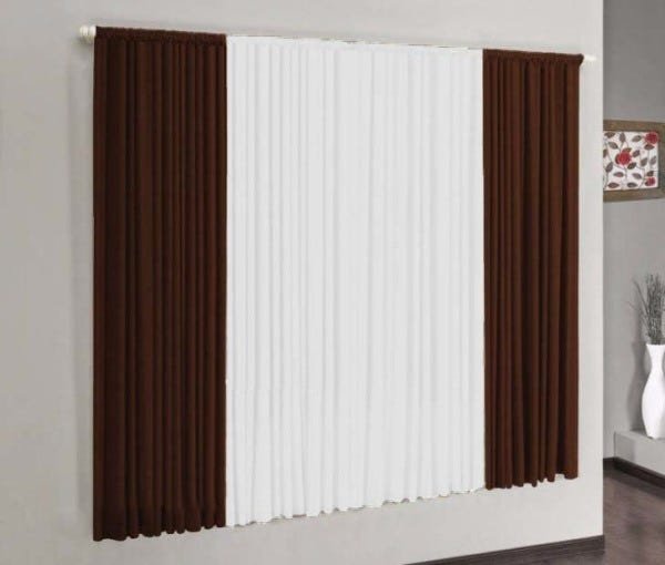 Cortina Versátil Tabaco e Branco 2,00m x 1,70m - Varão Simples - 1