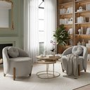 Ver imagem 2 de Kit 02 Poltronas Orgânicas Curvas Amsterdã Boucle Cinza Claro - Montanari's Decor