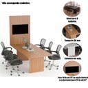 Ver imagem 2 de Mesa de Reunião para Escritório com Painel 8 Lugares Amêndoa