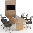 Ver imagem 1 de Mesa de Reunião para Escritório com Painel 8 Lugares Amêndoa