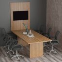 Ver mais imagens de Mesa de Reunião para Escritório com Painel 8 Lugares Amêndoa