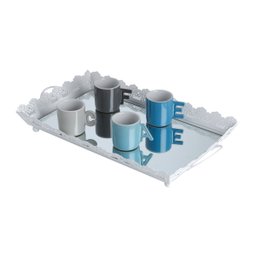 Cj 4 Xícaras P/Café de Porcelana C/Suporte Metal Letters 70ml Bon Gourmet - 3