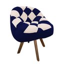 Ver imagem 2 de Poltrona Paloma Escritório Sala Giratória Madeira Suede Azul Marinho e Suede Bege - Dominic Decor