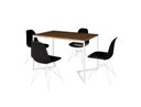 Ver imagem 2 de Mesa Industrial Base Ferro Branco em  V  Tampo 137x90 Amêndoa 4 Cadeiras Eames Assento Preto Ferro B