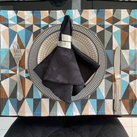 Kit 6 Guardanapo em Jacquard Preto 40x40cm
