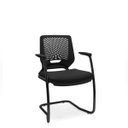 Ver imagem 1 de Cadeira de Escritório Fixa Aproximação Beezi Base Preta em S com Braços Couro PLAXMETAL