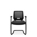 Ver imagem 2 de Cadeira de Escritório Fixa Aproximação Beezi Base Preta em S com Braços Couro PLAXMETAL