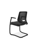 Ver imagem 5 de Cadeira de Escritório Fixa Aproximação Beezi Base Preta em S com Braços Couro PLAXMETAL