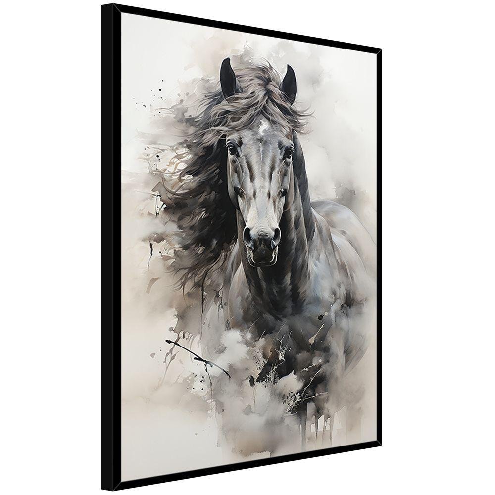 Quadro Decorativo Cavalo Aquarela Moldura Cx Alta 100x66 Titulos Moldura Preta - 7