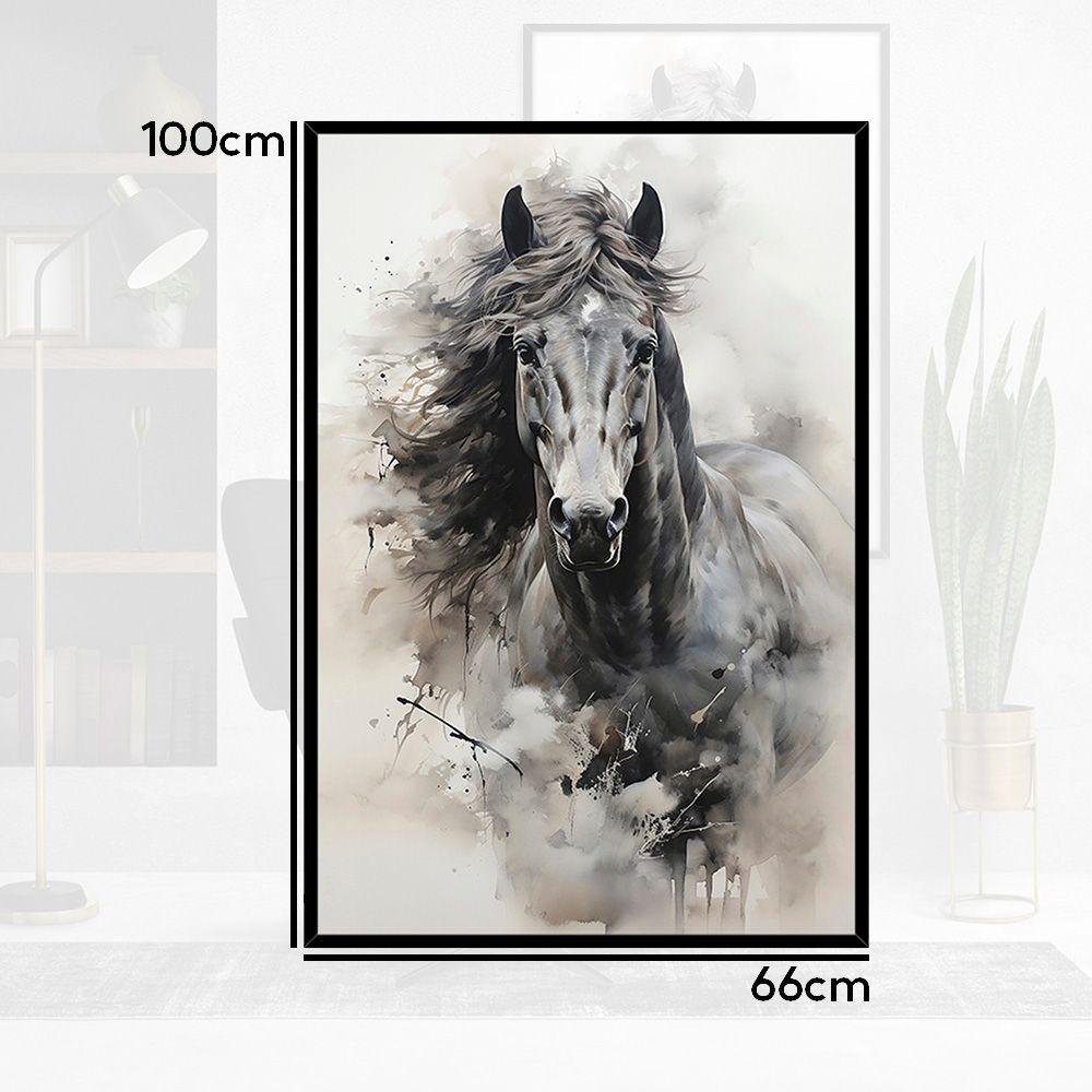 Quadro Decorativo Cavalo Aquarela Moldura Cx Alta 100x66 Titulos Moldura Preta - 5