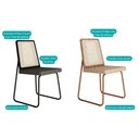 Ver imagem 3 de Cadeira de Cozinha Wood 1751 Kit 6 Uni Rose/linho Areia - Carraro