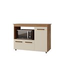 Ver imagem 2 de Balcão Multiuso Liza 114m 3 Portas com Nicho para Forno/microondas - Savana/off White Móblis