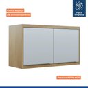 Ver imagem 6 de Armário Aéreo Suspenso Para Cozinha 2 Portas MDF Organizador Multiuso Marrom Madeira Off White