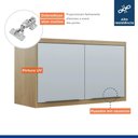 Ver imagem 7 de Armário Aéreo Suspenso Para Cozinha 2 Portas MDF Organizador Multiuso Marrom Madeira Off White
